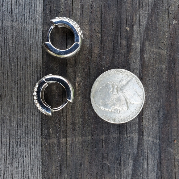 Huggie Earrings with pave Swarovski crystals - Picture 6 of 8